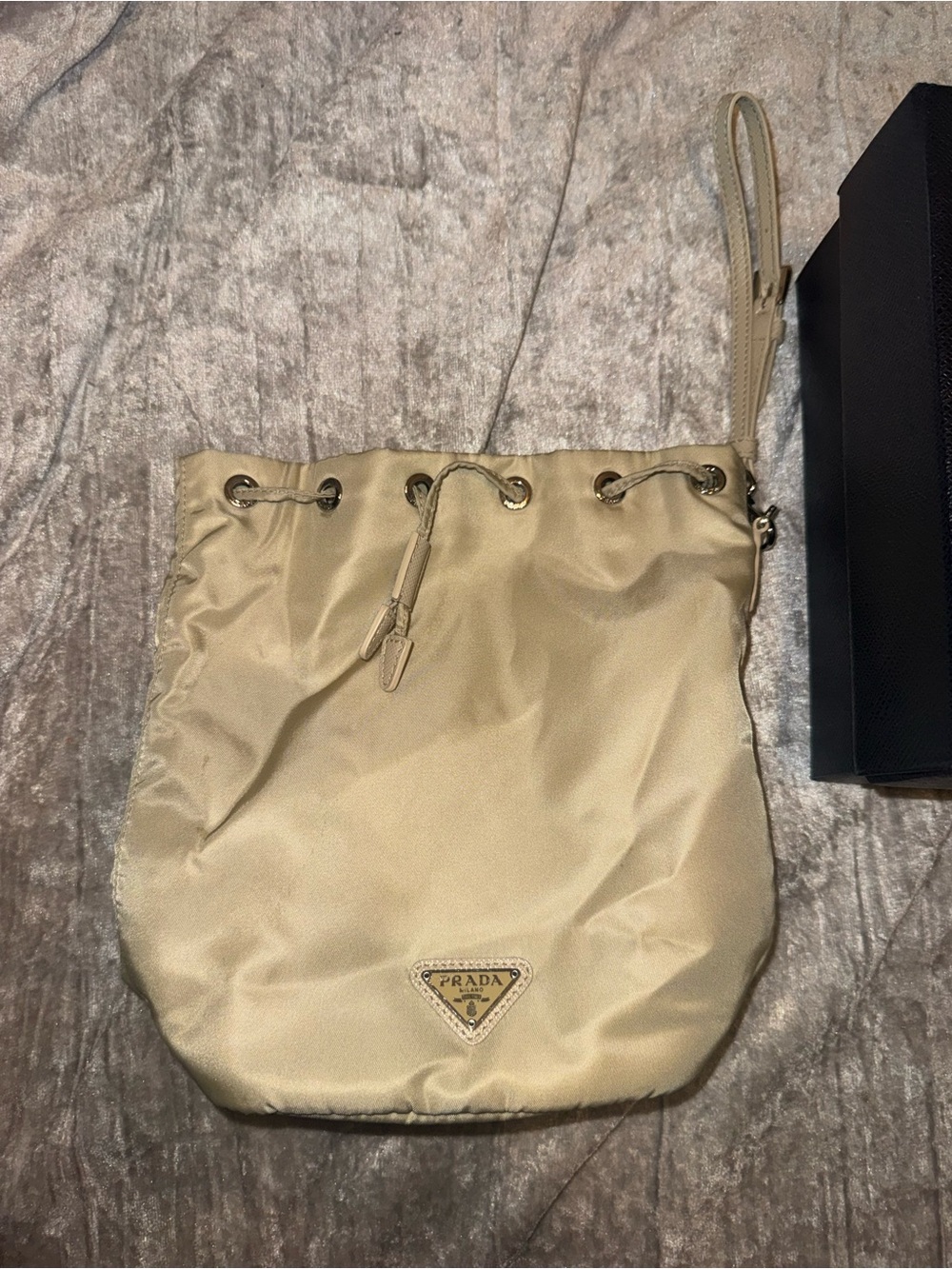 Prada Desert Beige Re-Nylon Wristlet Bag